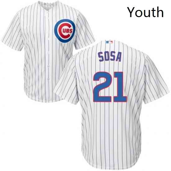 Youth Majestic Chicago Cubs 21 Sammy Sosa Replica White Home Cool Base MLB Jersey